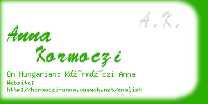 anna kormoczi business card